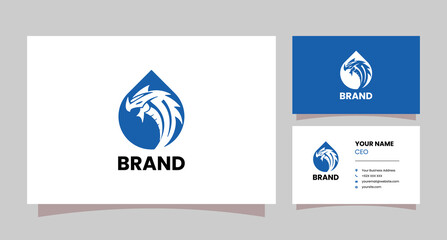 water drop and dragon combination logo with business card