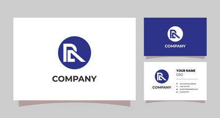 Logo combination of letters R and A in a circle with a business card