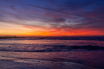 A beautiful sunset skies over the Pacific Ocean in California