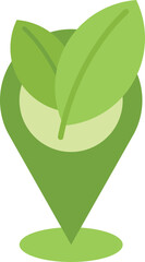 Eco leaf location icon flat vector. Clean power. Safe earth isolated