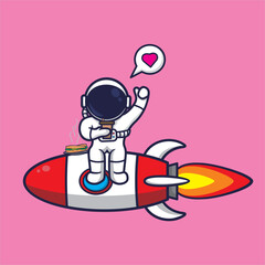 cute astronaut eating sandwich and holding coffe on the rocket,vector cartoon illustration.science and food icon conpept.suitable for background,icon,sicker,etc