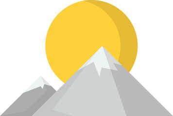 mountains and sun illustration in minimal style