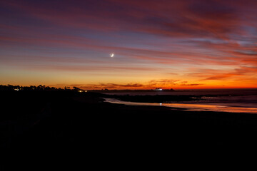 A beautiful sunset skies over the Pacific Ocean in California