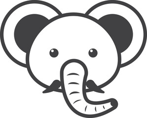 elephant face illustration in minimal style