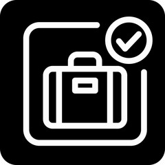 Solid baggage checkmark square icon