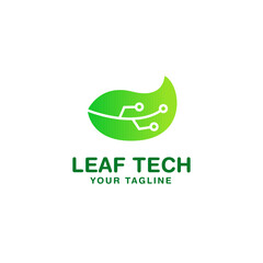 Green leaf tech logo , digital leaf logo