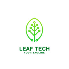 Green leaf tech logo , digital leaf logo