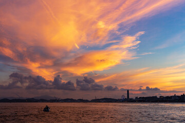 Naklejka premium 関門海峡の夕焼け