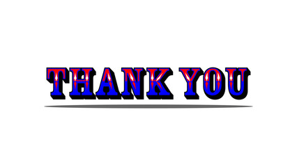 Thank You blue red typography lettering with white background, vector illustration.