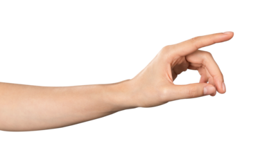 Hand pointing at screen on background. PNG format file.