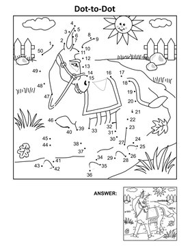 Donkey dot-to-dot hidden picture puzzle and coloring page. Answer included.

