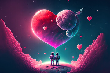  illustration for Valentine's Day and space for text. Generative AI	