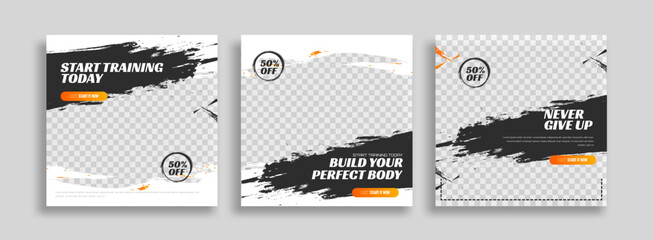 social media post gym fitness training template design, easy use, creative and simple banner.