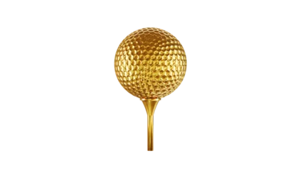 Fotobehang gold golf ball on golf tee 3D rendering © Alextra