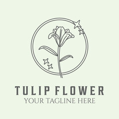 tulip flower vintage design logo icon illustration creative