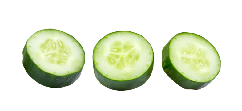 Fresh slice cucumber on transparent png