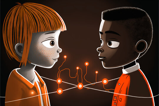 Two People Connect Cartoon Images – Browse 1,187 Stock Photos, Vectors ...