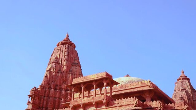 ancient hindu temple architecture from unique angle at day shot