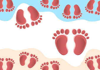 Baby foot prints, creative abstract background for your design. Vector