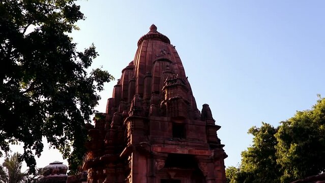 ancient hindu temple architecture from different angle at day