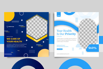 Medical health social media post and banner design template