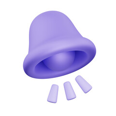 purple bell cartoon isolated. 3d illustration PNG file