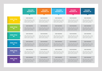 Presentations Table Templates, Tables Layout Design Vector Format, Infographics Table layout. Vector illustration for presentation
