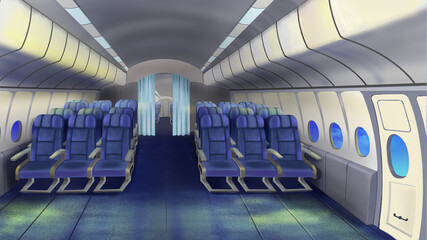 Fototapeta premium Passenger aircraft cabin illustration