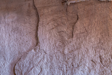 Well-preserved  drawings carved on the rock surface by people during the time of King Solomon in the national park Timna, near the city of Eilat, Israel