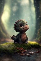 Obraz premium Super Cute Baby Creature, Fantasy, Generative AI
