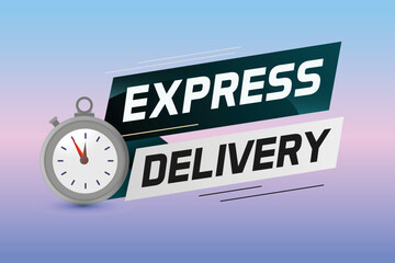 Express delivery word concept vector illustration with stopwatch style for use landing page, template, ui, web, mobile app, poster, banner, flyer, background, gift card, coupon, label	