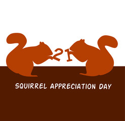 National Squirrel Appreciation Day vector. Squirrel and nuts vector. Cute squirrel cartoon character. Rusty squirrel vector