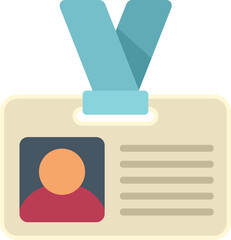 Expertise id card icon flat vector. Quality expert. Work guarantee isolated