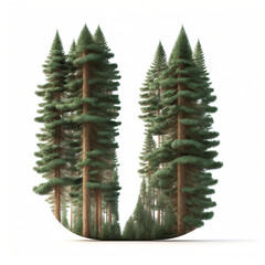 Winter Pines Alphabet - Letter U