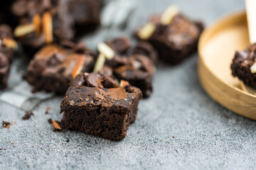Small sweet and salty brownie bites. Close up