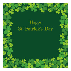 Vector Clover Square Frame Illustration For St. Patrick’s Day With A Green Background. 