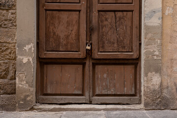 Old wooden door with  lock	