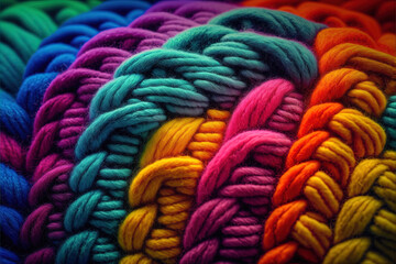 Knitted Wool Macro Close Up - Rainbow Colours