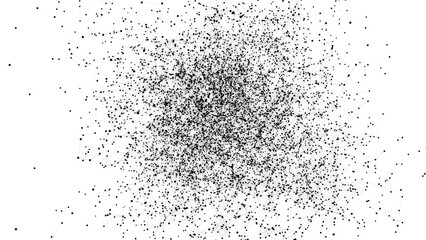 A cluster of dark 4k objects. Dark dust. Motion design motion graphics black plexus. White background