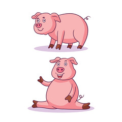 hand drawn cute pig