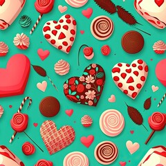 Valentine's day patterns graphic.Generative AI