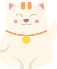 Money lucky cat icon flat vector. Neko maneki. Gold toy isolated