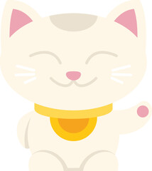 Cute lucky cat icon flat vector. Japan neko. Chinese animal isolated