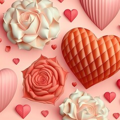 Valentine's day patterns graphic.Generative AI