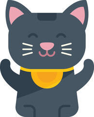 Lucky cat toy icon flat vector. Neko japan. Cute animal isolated
