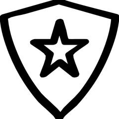 Shield Isolated Silhouette Solid Line Icon with shield, abstract, creative, design, star Infographic Simple Vector Illustration