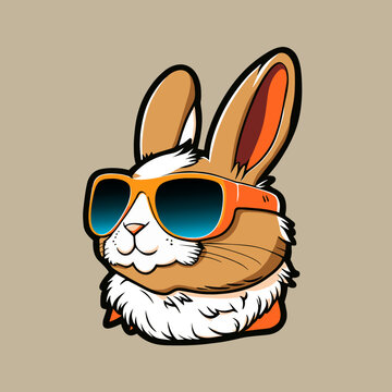 recommend clip art: Cool rabbit in sunglasses. Sticker. Illustration for t-shirt printing.