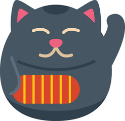 Fortune lucky cat icon flat vector. Japan neko. Maneki luck isolated