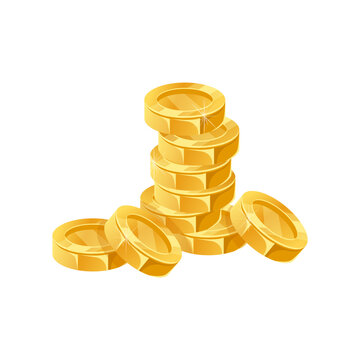 gold coin stack cartoon. money currency, finance wealth, cash treasure, investment business, success bank, financial gold coin stack vector illustration