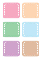 ポップな真四角飾り枠6色セット　点線シンプル